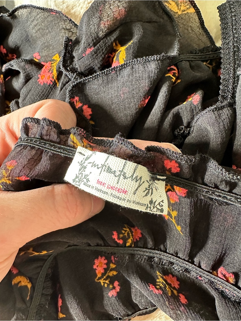 Free people Black Floral Ruffled Sheer Bodysuit - Picture 3 of 4